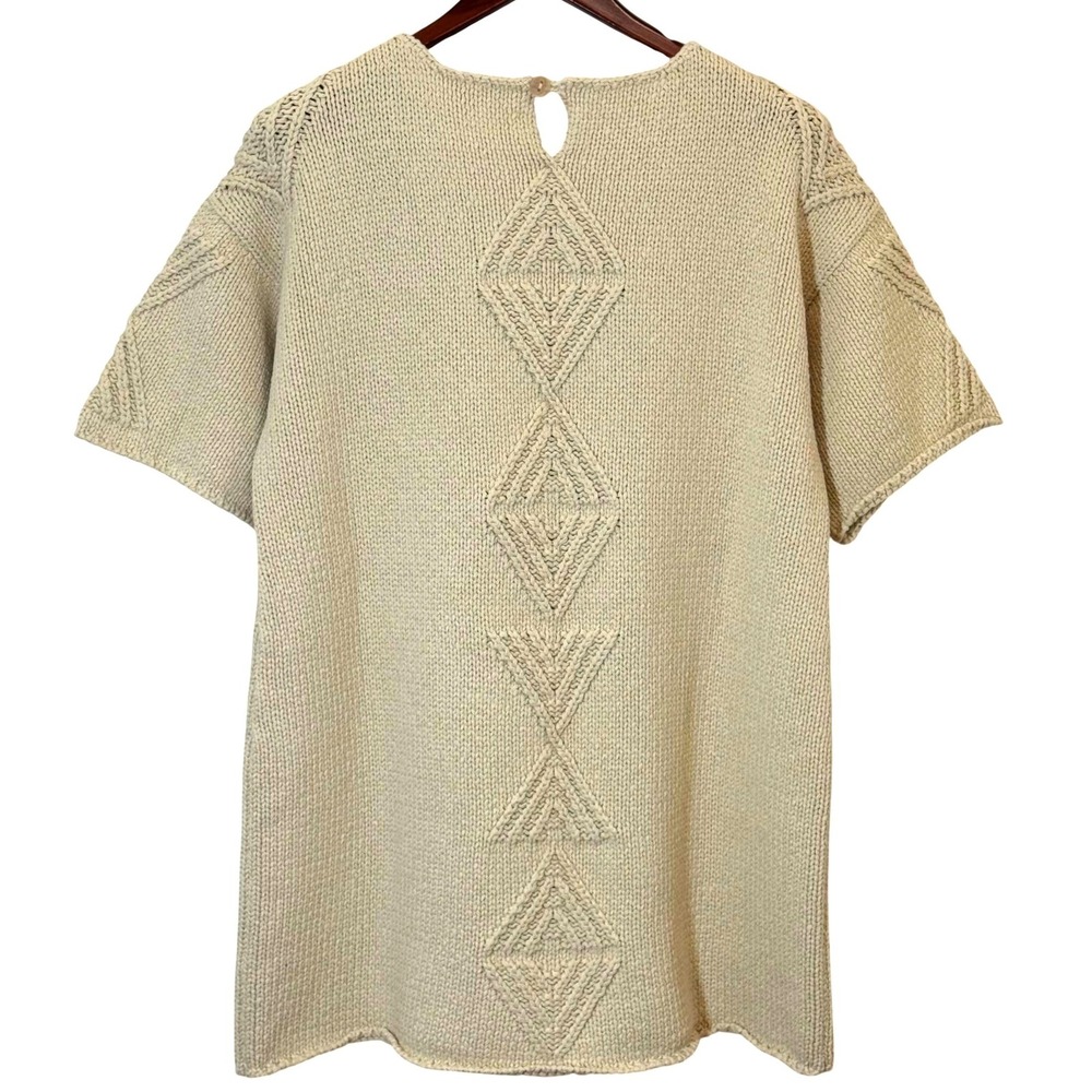 MIRTH Peru Hand Knit Cotton Sweater Tunic Geometric Boho Coastal Oversized M - Picture 3 of 7